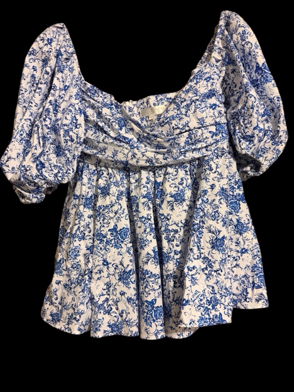 Caroline Constas Brie Top in Blue Toile - Picture 3 of 6